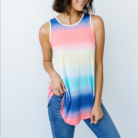 Pastel Gradient Stripes in Blue & Coral - Picture 6 of 13